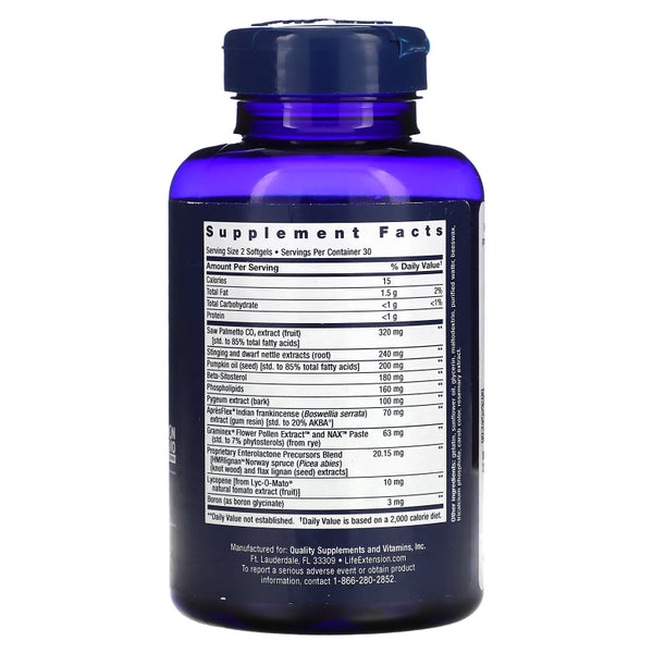 LIFE EXTENSION. Ultra Prostate Formula. Supplement facts. VITAGURU