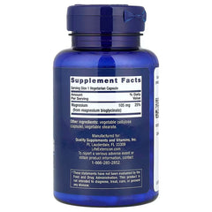 Suplemento alimenticio de la marca Life Extension. Datos suplementarios del Magnesium Glycinate. 90 cápsulas vegetarianas.