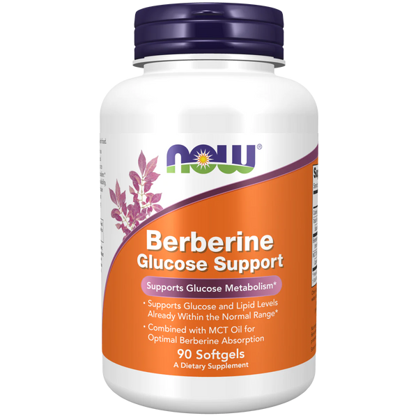 Berberine glucose support. Metabolismo de la glucosa. 90 cápsulas de gel. NOW. VITAGURU