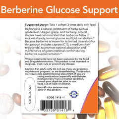 Berberine glucose support. Etiqueta de uso sugerido. NOW. VITAGURU