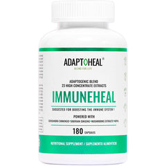 Suplemento alimenticio de la marca Adaptoheal. Immuneheal. Combinación de 22 adaptógenos. 180 cápsulas. Vitaguru