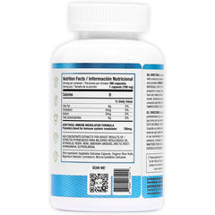 Suplemento alimenticio de la marca Adaptoheal. Información nutricional Immodulator. Combinación de 7 potente adaptógenos. 180 cápsulas. Vitaguru 