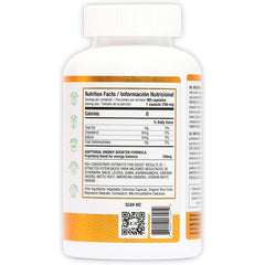 Suplemento alimenticio de la marca Adaptoheal. Información nutricional Energyheal. Combinación de 9 tipos de plantas. 180 cápsulas. Vitaguru