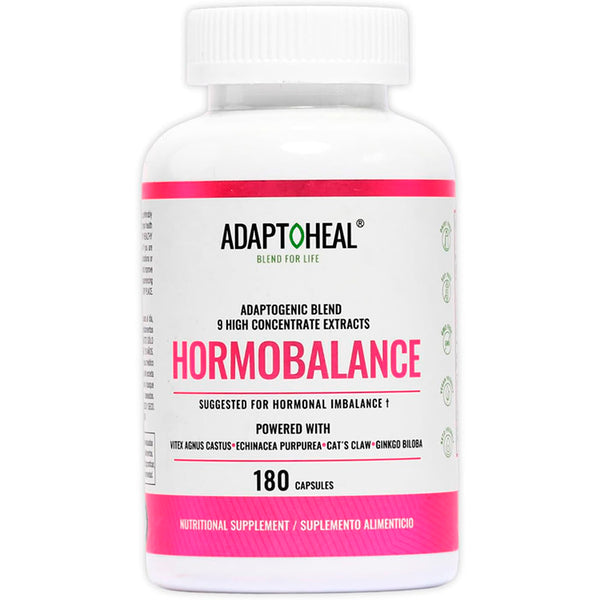 Suplemento alimenticio de la marca Adaptoheal. Hormobalance. Combinación de 9 adaptógenos. 180 cápasulas. Vitaguru