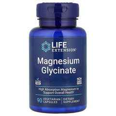 Suplemento alimenticio de la marca Life Extension. Magnesium Glycinate. 90 cápsulas vegetarianas.