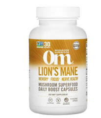 MUSHROOM SUPERFOOD. Lions's Mane 667 mg. Memory. Focus. Nerve Health. Daily boost capsules. VITAGURU