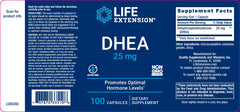 LIFE EXTENSION. DHEA 25 mg. 100 CÁPSULAS. VITAGURU