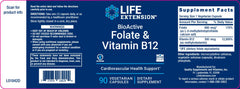LIFE EXTENSION. BIOACTIVE FOLATE Y VITAMINA B12. 30 TABLETAS. VITAGURU