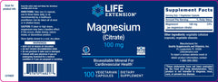 LIFE EXTENSION. CITRATO DE MAGNESIO. 100 TABLETAS. VITAGURU