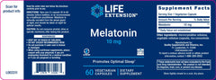 LIFE EXTENSION. MELATONINA 10 mg. 60 TABLETAS. VITAGURU