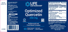 Label LIFE EXTENSION. Optimized Quercetin 250 mg. 60 tabletas. VITAGURU