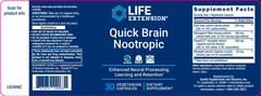 Label LIFE EXTENSION. Quick Brain Nootropic. 30 cápsulas