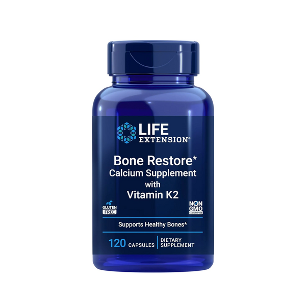 Life Extension. Bone Restore. Calcium Supplement. Vitamin K2. 120 Capsules VITAGURU
