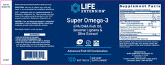 Label LIFE EXTENSION. Super Omega 3. 120 cápsulas de gel. VITAGURU