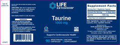 Label LIFE EXTENSION. Taurina 1000mg. 90 cápsulas vegetarianas. VITAGURU
