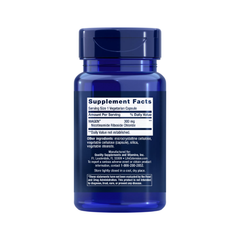 Información nutrimental del suplemento alimenticio de la marca Life Extension. NAD+ Cell Regenerator. 30 cápsulas vegetarianas. Vitaguru