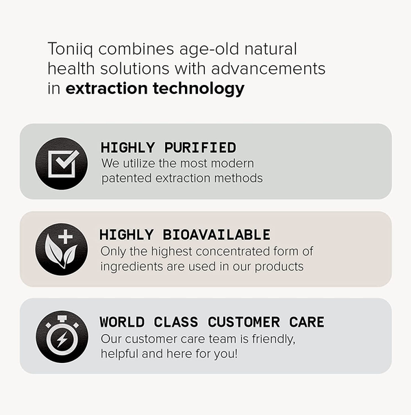 Highly purified. Highly biovailable. World class customer care. TONIIQ. VITAGURU
