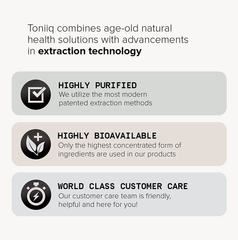 Highly purified. Highly biovailable. World class customer care. TONIIQ. VITAGURU