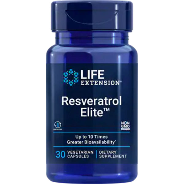 Suplemento alimenticio marca LIFE EXTENSION. Resveratrol Elite. 30 cápsulas. Vitaguru