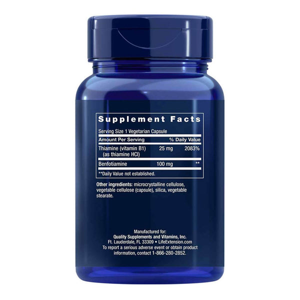 LIFE EXTENSION. Datos suplementarios Benfotiamine 100 mg. 120 cápsulas. VITAGURU 