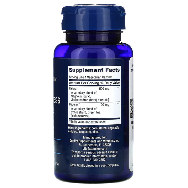 LIFE EXTENSION. Datos suplementarios Cortisol Stress Balance. 30 cápsulas. VITAGURU 
