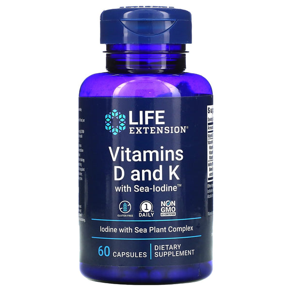 LIFE EXTENSION. Vitaminas D y K. 60 cápsulas. VITAGURU