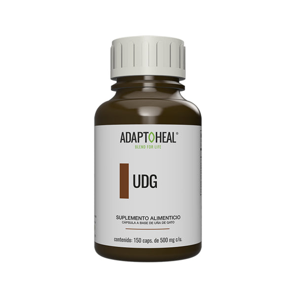 Suplemento alimenticio marca ADAPTOHEAL. Uña de Gato UDG. 150 cápsulas de 500 mg c/u. Vitaguru