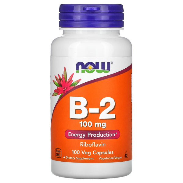 NOW. Vitamina B2 100mg. 100 Cápsulas. VITAGURU