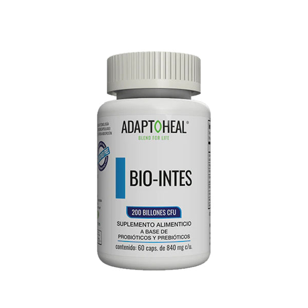 Suplemento alimenticio marca ADAPTOHEAL Probióticos BIO-INTES. 60 cápsulas de 840 mg c/u. Vitaguru