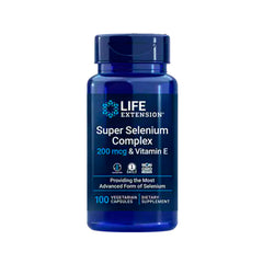 Suplemento alimenticio marca LIFE EXTENSION. Super Selenio 200 mcg y Vitamina E. 100 cápsulas. Vitaguru