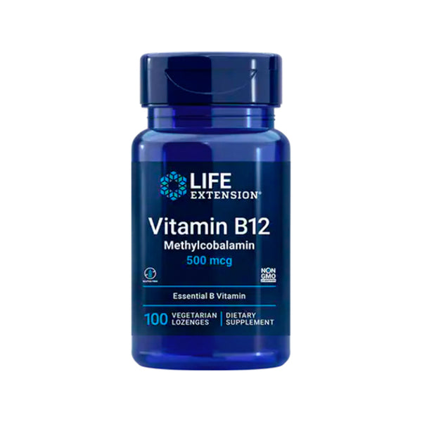 Suplemento alimenticio marca LIFE EXTENSION. Vitamina B12 500 mcg. 100 pastillas. Vitaguru