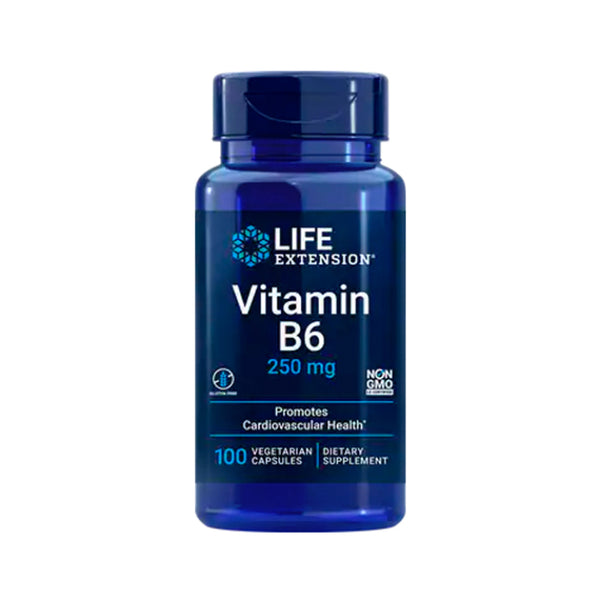 Suplemento alimenticio marca LIFE EXTENSION. Vitamina B6 250 mg. 100 tabletas. Vitaguru