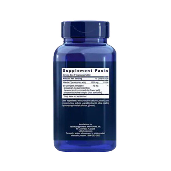 Suplemento alimenticio marca LIFE EXTENSION. Información Nutrimental Vitamina C. 60 tabletas. Vitaguru