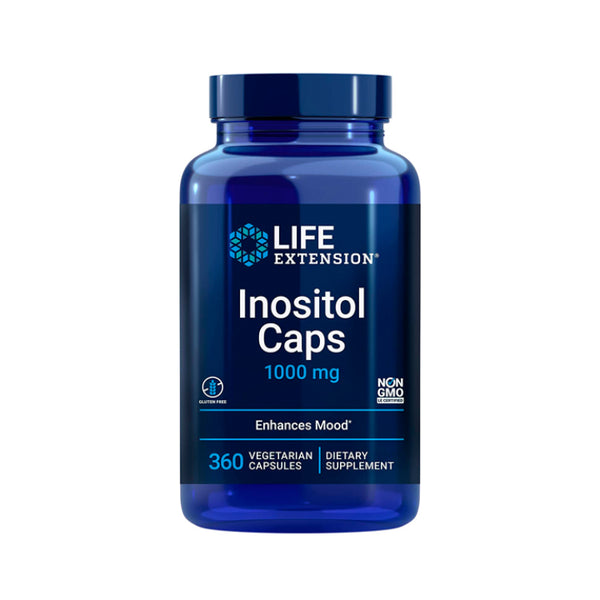 Suplemento alimenticio a base de inositol 1000 mg marca Life Extension. Contenido: 360 cápsulas vegetarianas.