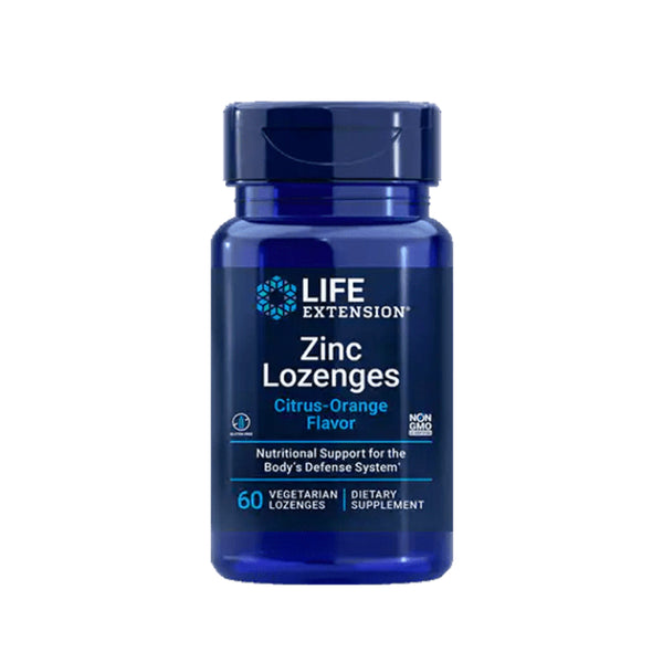 Suplemento alimenticio marca LIFE EXTENSION. Zinc masticable sabor cítrico-naranja. 60 pastillas.