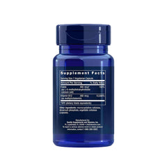 Suplemento alimenticio a base de ácido fólico y vitamina B12 marca Life Extension. Contenido: 90 cápsulas vegetarianas. Información nutrimental e ingredientes.