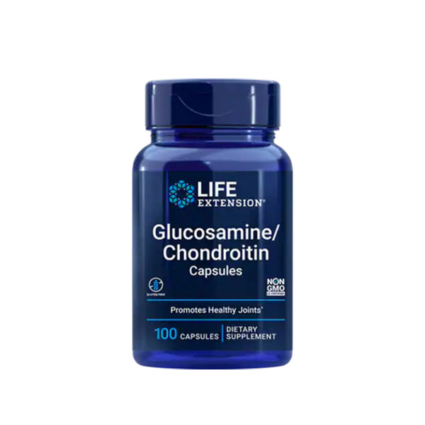 Suplemento alimenticio a base de glucosamina y condroitina marca Life Extension. Contenido: 100 cápsulas.