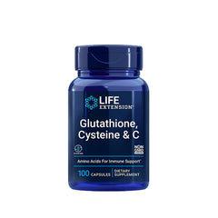 Suplemento alimenticio a base de glutatión, cisteína & C marca Life Extension. Contenido: 100 cápsulas.