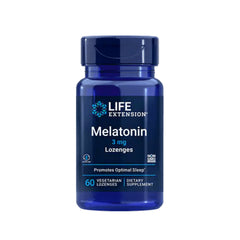 Suplemento alimenticio a base de melatonina 3 mg marca Life Extension. Contenido: 60 cápsulas vegetarianas.
