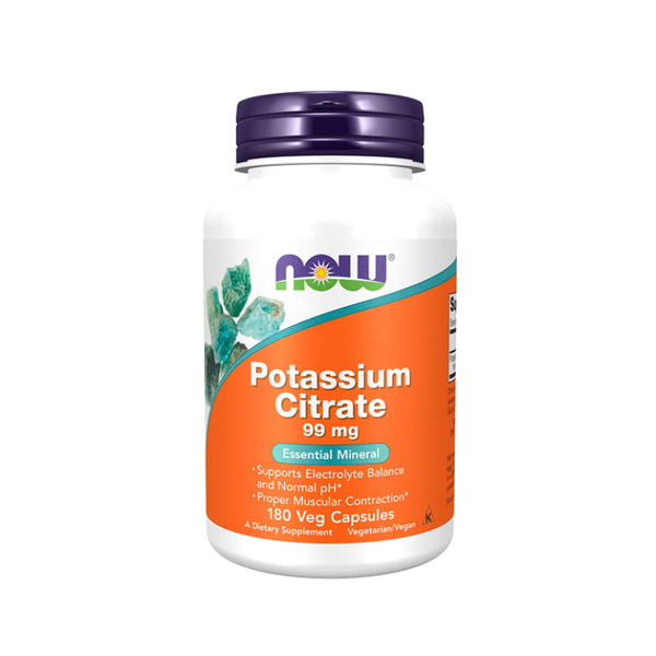 Suplemento alimenticio marca NOW. Potasio Citrato 99 mg. 180 cápsulas. Vitaguru
