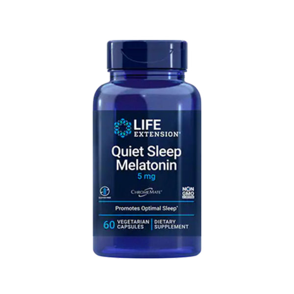 Suplemento alimenticio a base de melatonina 5 mg marca Life Extension. Contenido: 60 cápsulas vegetarianas.