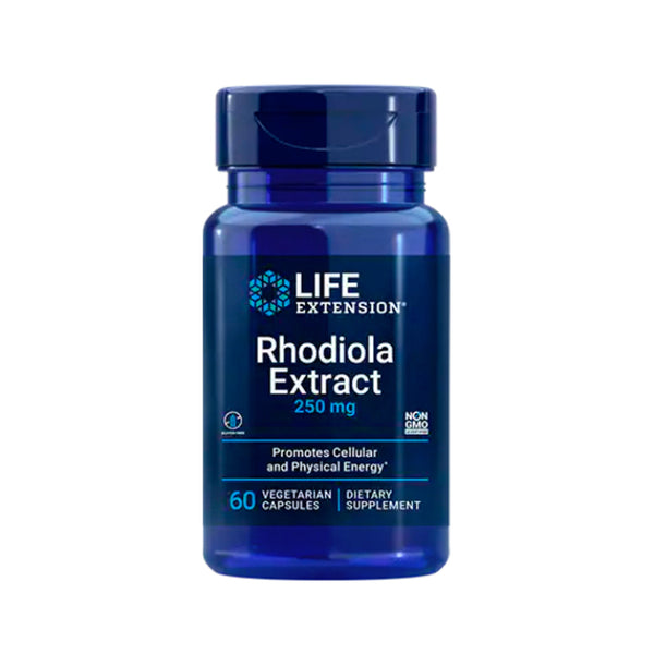 Suplemento alimenticio marca LIFE EXTENSION. Rhodiola Extract 250 mg. 60 cápsulas. Vitaguru